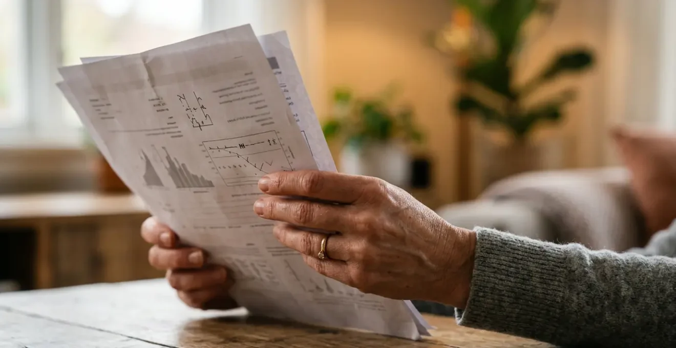 Propriétaire de chien étudiant un document avec attention, reflet de l'anxiété et de l'espoir face à une décision médicale importante