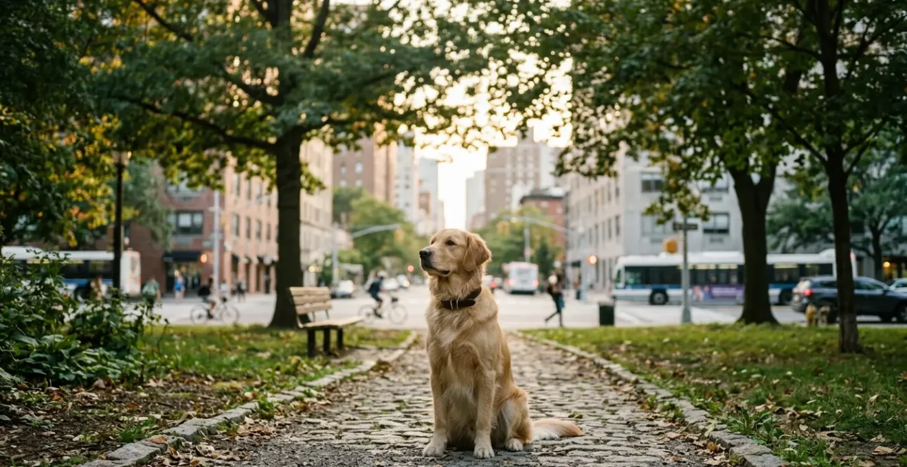 Chien urbain dans un environnement calme de la ville