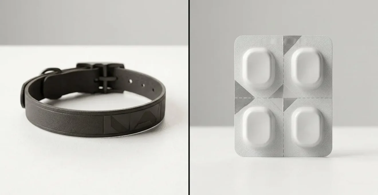 Composition montrant les deux options antiparasitaires pour chiens de grande taille