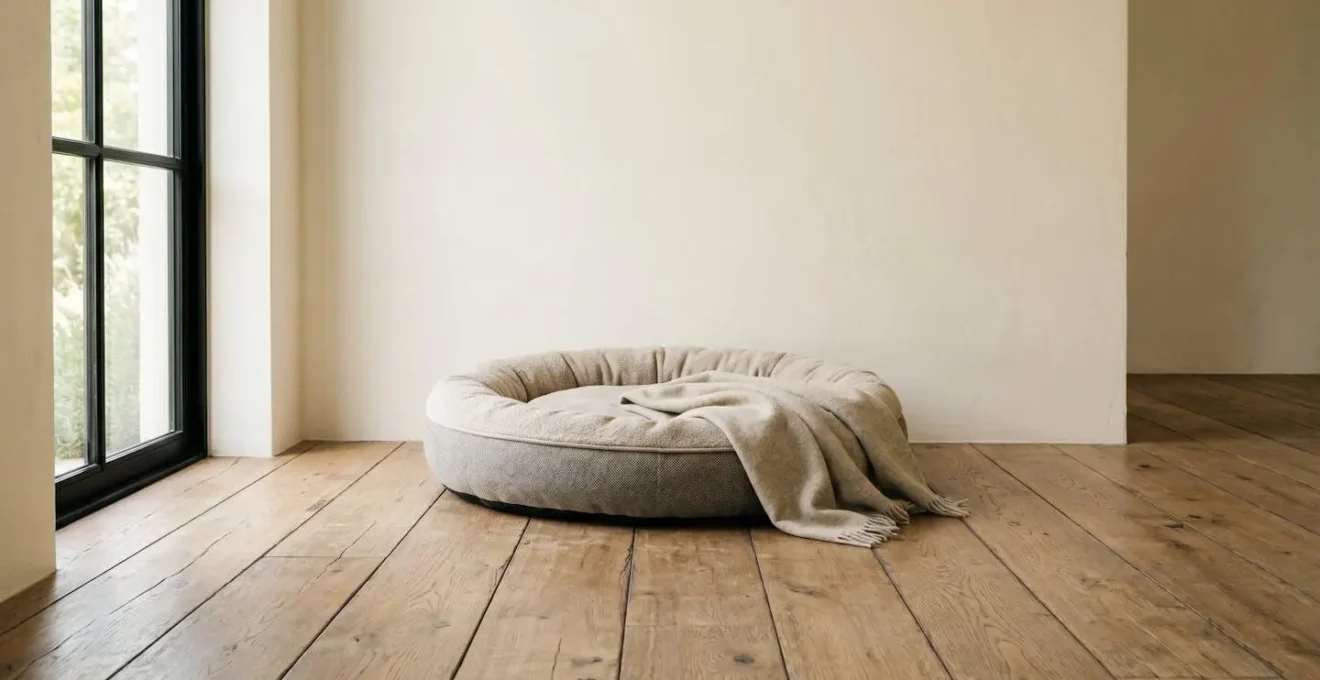 Panier pour chien aménagé comme un sanctuaire de calme avec couverture douce