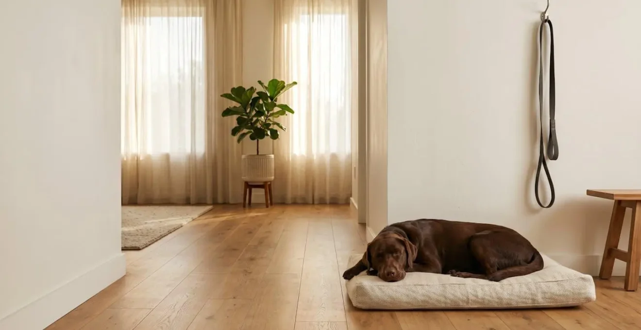 Atmosphère apaisante d'un matin tranquille avec un chien dans un appartement