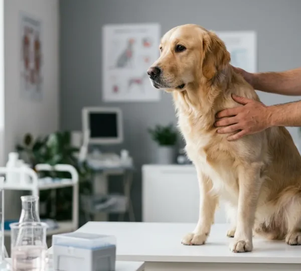 Examen vétérinaire préventif d'un chien avec équipement médical professionnel dans un environnement clinique moderne